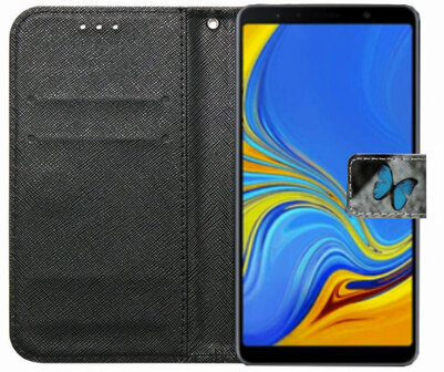 ADEL Kunstleren Book Case Portemonnee Pasjes Hoesje voor Samsung Galaxy A6 Plus (2018) - Vlinder