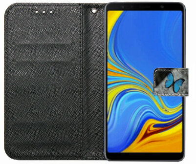 ADEL Kunstleren Book Case Portemonnee Pasjes Hoesje voor Samsung Galaxy A7 (2018) - Vlinder