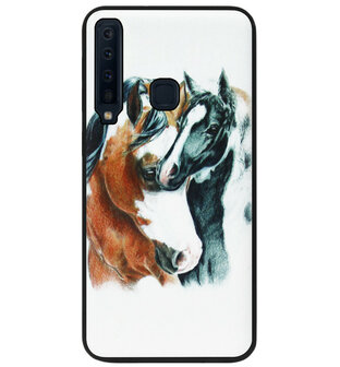 ADEL Siliconen Back Cover Softcase Hoesje voor Samsung Galaxy A9 (2018) - Paarden Familie