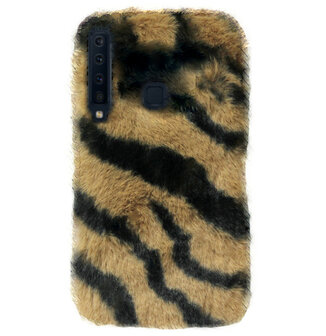 ADEL Siliconen Back Cover Softcase Hoesje voor Samsung Galaxy A9 (2018) - Luipaard Pluche Fluffy Zachte Stof