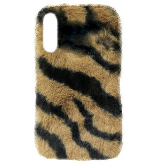 ADEL Siliconen Back Cover Softcase Hoesje voor Samsung Galaxy A70(s) - Luipaard Fluffy Zachte Stof Pluche