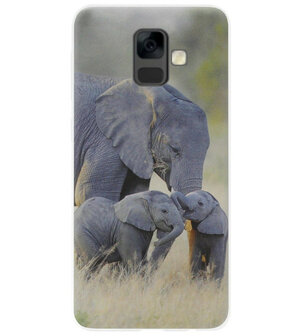 ADEL Siliconen Back Cover Softcase Hoesje voor Samsung Galaxy A6 Plus (2018) - Olifant Familie