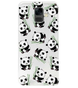 ADEL Siliconen Back Cover Softcase Hoesje voor Samsung Galaxy A6 Plus (2018) - Panda&#039;s