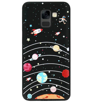 ADEL Siliconen Back Cover Softcase Hoesje voor Samsung Galaxy A8 Plus (2018) - Heelal Ruimte Universum