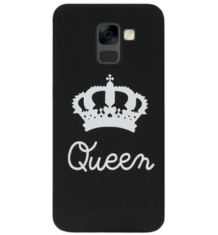 ADEL Siliconen Back Cover Softcase Hoesje voor Samsung Galaxy A8 Plus (2018) - Queen Zwart