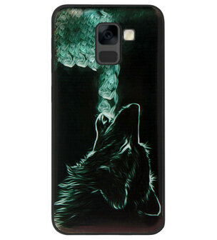 ADEL Siliconen Back Cover Softcase Hoesje voor Samsung Galaxy A8 Plus (2018) - Wolf Zwart