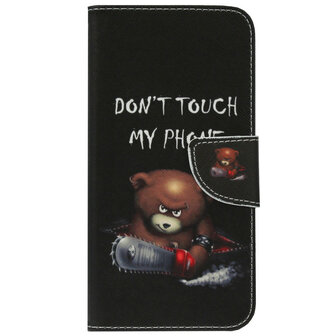 ADEL Kunstleren Book Case Portemonnee Pasjes Hoesje voor iPhone SE (2022/ 2020)/ 8/ 7 - Don&#039;t Touch My Phone Beren