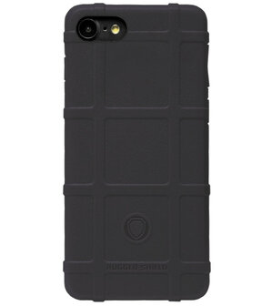 RUGGED SHIELD Rubber Bumper Case Hoesje voor iPhone 8 Plus/ 7 Plus - Zwart