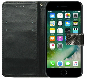 ADEL Kunstleren Book Case Portemonnee Pasjes Hoesje voor iPhone XR - Tijger Zwart