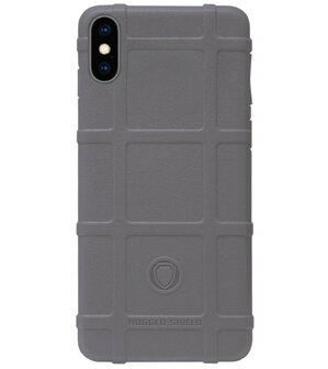 RUGGED SHIELD Rubber Bumper Case Hoesje voor iPhone XS Max - Grijs