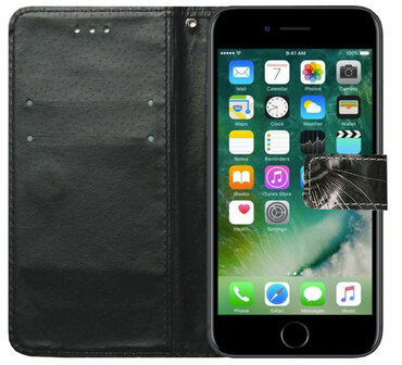 ADEL Kunstleren Book Case Portemonnee Pasjes Hoesje voor iPhone XS Max - Tijger Zwart