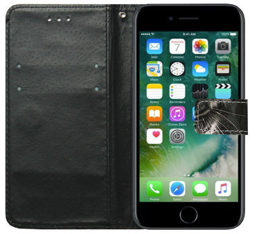 ADEL Kunstleren Book Case Portemonnee Pasjes Hoesje voor iPhone 11 - Tijger Zwart