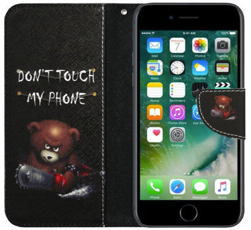 ADEL Kunstleren Book Case Portemonnee Pasjes Hoesje voor iPhone 11 Pro Max - Don&#039;t Touch My Phone Beren