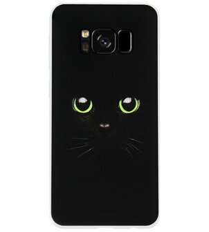 ADEL Siliconen Back Cover Softcase Hoesje voor Samsung Galaxy S8 Plus - Kat Zwart Groene Ogen