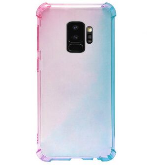 ADEL Siliconen Back Cover Softcase Hoesje voor Samsung Galaxy S9 Plus - Kleurovergang Roze Blauw