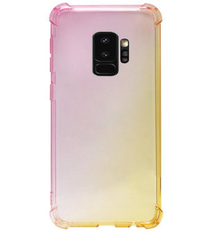 ADEL Siliconen Back Cover Softcase Hoesje voor Samsung Galaxy S9 Plus - Kleurovergang Roze Geel