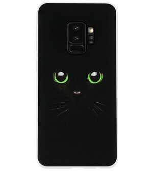 ADEL Siliconen Back Cover Softcase Hoesje voor Samsung Galaxy S9 Plus - Kat Zwart Groene Ogen