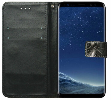 ADEL Kunstleren Book Case Portemonnee Pasjes Hoesje voor Samsung Galaxy S9 Plus - Tijger Zwart
