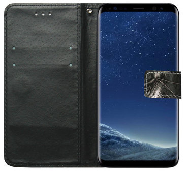ADEL Kunstleren Book Case Portemonnee Pasjes Hoesje voor Samsung Galaxy S10 - Tijger Zwart