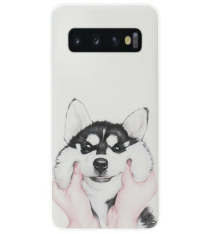 ADEL Siliconen Back Cover Softcase Hoesje voor Samsung Galaxy S10e - Husky Hond