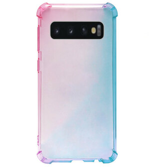 ADEL Siliconen Back Cover Softcase Hoesje voor Samsung Galaxy S10 Plus - Kleurovergang Roze Blauw