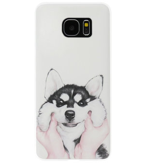 ADEL Siliconen Back Cover Softcase Hoesje voor Samsung Galaxy S7 Edge - Husky Hond