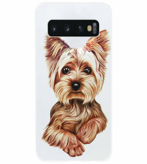 ADEL Siliconen Back Cover Softcase Hoesje voor Samsung Galaxy S10 - Yorkshire Terrier Hond