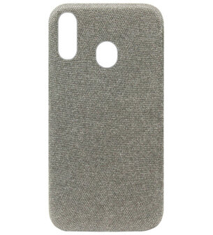 ADEL Kunststof Back Cover Hardcase Hoesje voor Samsung Galaxy A40 - Stoffen Design Grijs