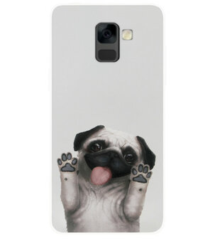 ADEL Siliconen Back Cover Softcase Hoesje voor Samsung Galaxy A8 (2018) - Bulldog Hond