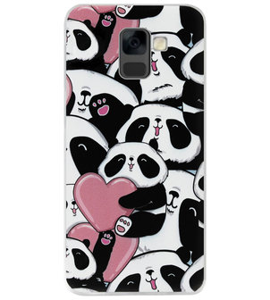 desinfecteren fictie lijden ADEL Siliconen Back Cover Softcase Hoesje voor Samsung Galaxy A8 Plus  (2018) - Panda Hartjes - Origineletelefoonhoesjes.nl