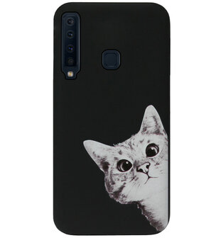 ADEL Siliconen Back Cover Softcase Hoesje voor Samsung Galaxy A9 (2018) - Katten Zwart