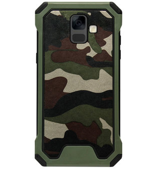 ADEL Kunststof Bumper Case Hoesje voor Samsung Galaxy A6 Plus (2018) - Camouflage