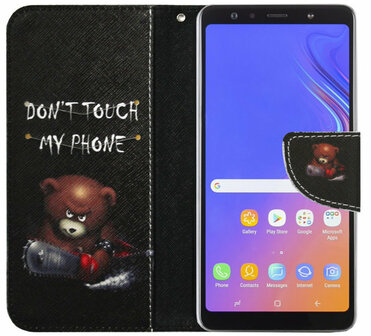 ADEL Kunstleren Book Case Portemonnee Pasjes Hoesje voor Samsung Galaxy A8 Plus (2018) - Don&#039;t Touch My Phone Beren