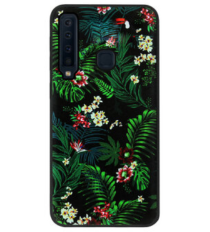 ADEL Siliconen Back Cover Softcase Hoesje voor Samsung Galaxy A9 (2018) - Bloemen Planten Groen