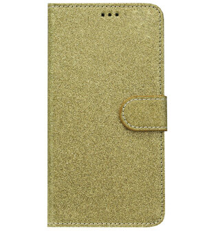 ADEL Kunstleren Book Case Portemonnee Pasjes Hoesje voor Samsung Galaxy A9 (2018) - Bling Bling Glitter Goud