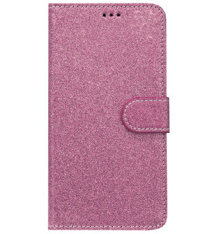 ADEL Kunstleren Book Case Portemonnee Pasjes Hoesje voor Samsung Galaxy A9 (2018) - Bling Bling Glitter Roze