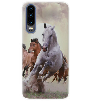 ADEL Siliconen Back Cover Softcase Hoesje voor Huawei P30 - Paarden