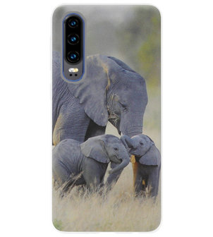 ADEL Siliconen Back Cover Softcase Hoesje voor Huawei P30 - Olifant Familie