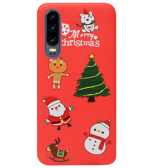ADEL Siliconen Back Cover Softcase Hoesje voor Huawei P30 - Kerstmis