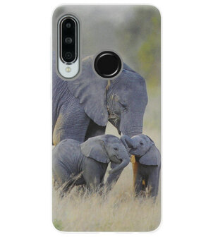 ADEL Siliconen Back Cover Softcase Hoesje voor Huawei P30 Lite - Olifant Familie