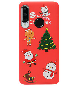 ADEL Siliconen Back Cover Softcase Hoesje voor Huawei P30 Lite - Kerstmis