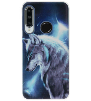 ADEL Siliconen Back Cover Softcase Hoesje voor Huawei P30 Lite - Wolf