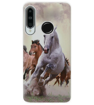 ADEL Siliconen Back Cover Softcase Hoesje voor Huawei P30 Lite - Paarden