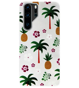 ADEL Siliconen Back Cover Softcase Hoesje voor Huawei P30 Pro - Ananas Palmbomen