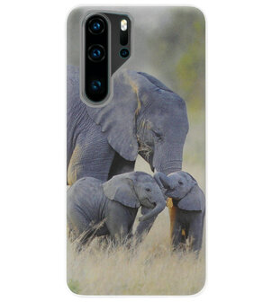 ADEL Siliconen Back Cover Softcase Hoesje voor Huawei P30 Pro - Olifant Familie