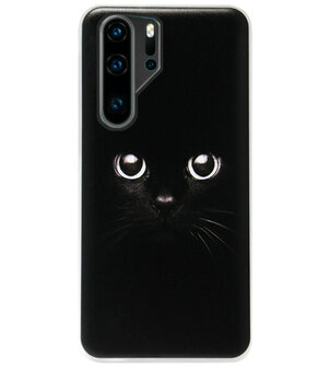 ADEL Siliconen Back Cover Softcase Hoesje voor Huawei P30 Pro - Kat Zwart