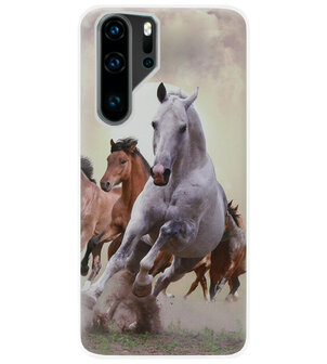 ADEL Siliconen Back Cover Softcase Hoesje voor Huawei P30 Pro - Paarden