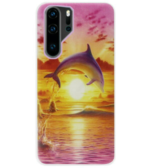 ADEL Siliconen Back Cover Softcase Hoesje voor Huawei P30 Pro - Dolfijn Roze