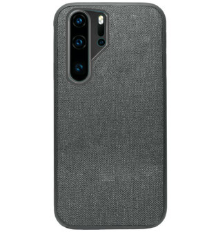 ADEL Siliconen Back Cover Softcase Hoesje voor Huawei P30 Pro - Stoffen Design Grijs