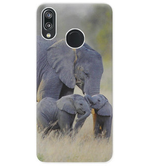 ADEL Siliconen Back Cover Softcase Hoesje voor Huawei P20 Lite (2018) - Olifant Familie